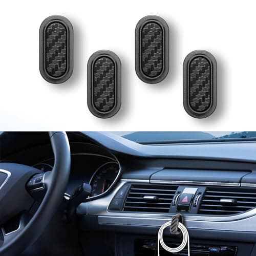 RGOAANC 4PCS Car Mini Hooks, Car Dashboard Hook, Multifunctional Auto Backseat Hangers, Vehicle Interior Accessories Car Sticker Hooks for Key, Mask, Earphone, Charging Cable, Black