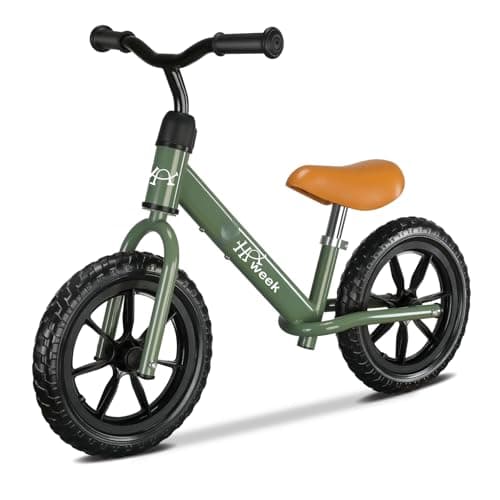 HAWEEK Toddler Balance Bike 12” No Pedal Training Bicycle for Kids 24 Months to 5 Years Tool-Free Adjustments Seat and Handlebar Best Gift for 2-5 Boys Girls (Green)