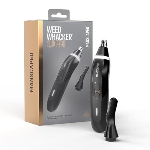 MANSCAPED® Weed Whacker® 3.0 PRO - Men's Electric Nose, Ear & Eyebrow Hair Trimmer – SkinSafe® Dual-Head System, LED Spotlight, Waterproof, Rechargeable, Travel Lock, Eyebrow Comb Attachment