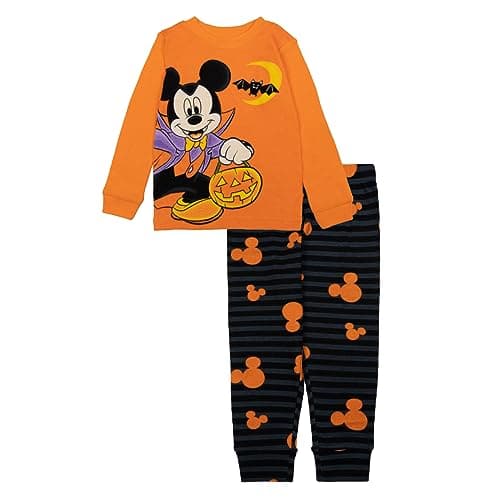 Disney Little Boys' 2-Piece Snug-fit Cotton Holiday Pajama Set, Soft & Cute for Kids, Vampire Mickey
