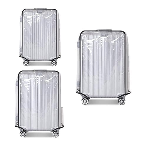 FABULWAY Clear PVC Luggage Cover Protectors - Transparent Waterproof Suitcase Sleeve for 20"+24"+28" Wheeled Suitcases (3PCS)