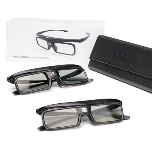 AWOL VISION DLP Link 3D Glasses, Rechargeable Active Shutter Eyewear Compatible with AWOL VISION LTV-3000 Pro and LTV-3500 Pro, Vanish TV & Other DLP-Link 3D projectors (2 Packs)