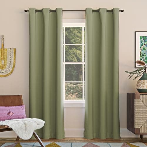 Sun Zero Easton Energy Saving Blackout Grommet Curtain Panel, 40" x 84", Sage Green