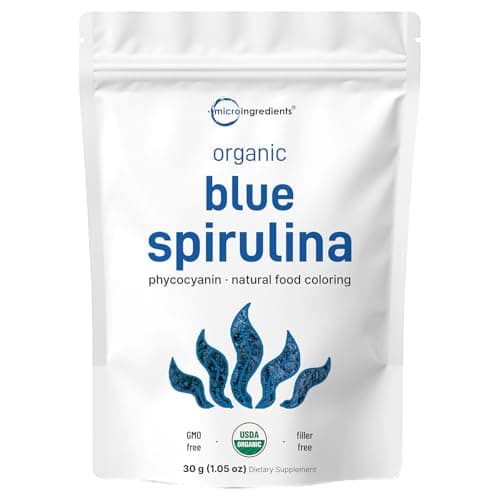 Organic Blue Spirulina Powder (Phycocyanin Extract), 30 Servings - No Fishy Smell, 100% Vegan Protein from Blue-Green Algae, Natural Luminous Food Coloring for Smoothies, Baking, Drinks & Cooking