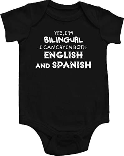 Im Bilingual I Can Cry English Spanish Funny Baby Onepiece Bodysuit Gift Black (3-6 Months (Small))