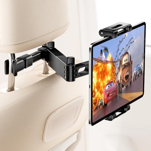 BKWITY Tablet Holder for Car Headrest, ipad Car Holder Back Seat [3 in 1 Extension Arm], 360° Rotating Adjustable Road Trip Essentials for 4.7-11" iPad Pro, Air, Mini, Galaxy, Fire