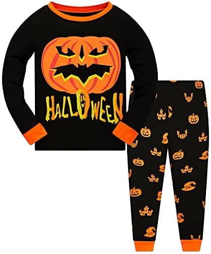 Boys Girls Halloween Pajamas Toddler Kids Clothes 100% Cotton Pjs Sets Pumpkin 2 Piece Sleepwear 6t