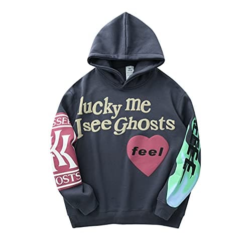 BLLDFZ I See Ghosts Hoodie Hip Hop Hooded Dark Gray