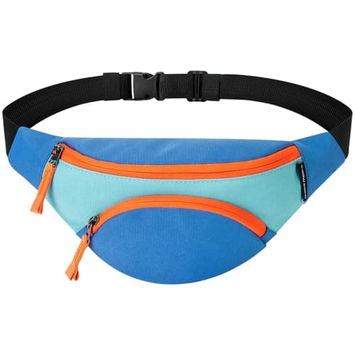 Choco Mocha Kids Fanny Pack for Boys, Toddler Belt Bag 2-4 4-6 Kid Waist Bag Outer for Little Boy age 6-9 8-12 Small Hip Pack (Blue and Orange)