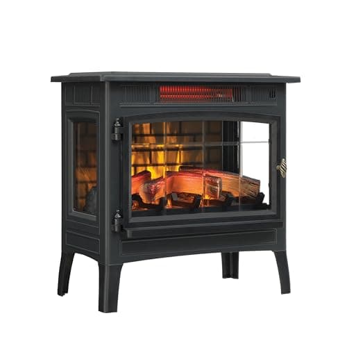 duraflame Freestanding Electric Fireplace Stove Heater with 3D Flame Effect for 1,000 Sq. Ft. Room, Black