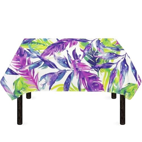 Cugasmaru Purple Flower Tableclothes Washable Table Covers Rectangle Tablecloth 60x84 inch Washable Polyester Fabric Table Cloth for Wedding Party Dining Banquet Decoration