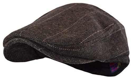 Wonderful Fashion Men's Classic Herringbone Tweed Wool Blend Newsboy Ivy Hat (Large/X-Large, Brown Plaid)