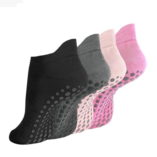 Women's Yoga Pilates Socks-Non-Slip Yoga Sport Socks-Suitable for Ballet and Fitness-4 Pairs