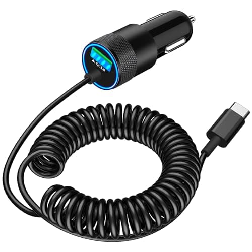 【MFi Certified】iPhone 17 Car Charger Fast Charging, Braveridge 75W USB C PD&QC Car Power Cigarette Lighter USB Charger with 6FT Type C Coiled Cable for iPhone 17/17 Pro Max/16/15/Galaxy S25/S24/Pixel