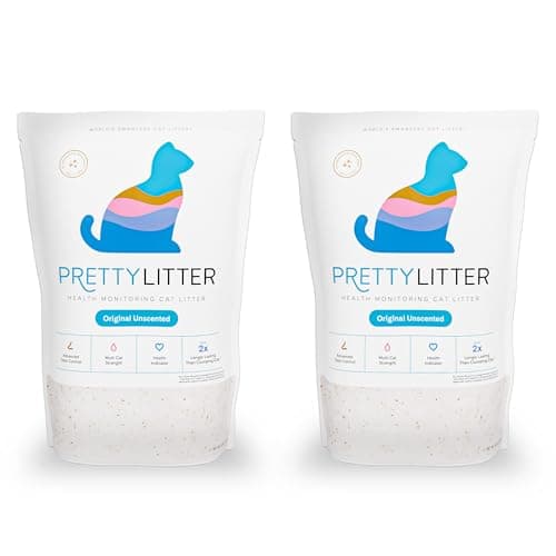 PrettyLitter Health Monitoring Cat Litter (Unscented, Non Clumping) | Lightweight & Low Tracking, Color Changing Silica Gel Crystals, Advanced Odor Control — 6 Lbs, Pack of 2 (Two Month Supply)