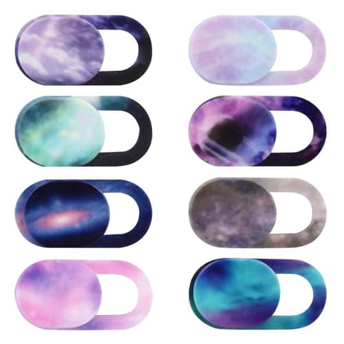 Cuxnoo Camera Cover Slide 8 Packs, Webcam Cover Ultra Thin Sticker Privacy Protector fit for MacBook Pro, iMac, iPad Pro, and More Laptop or Tablet, Colorful Space