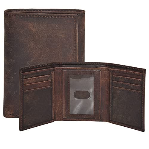 'Real Leather Trifold Wallet for Men - RFID Wallets Slim 6 Credit Card Holder 2 ID Compartment Gift For Men (Vintage Brown-No Box)