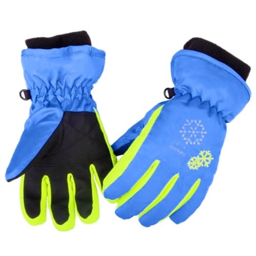 Azarxis Kids Winter Ski Gloves - Waterproof Snow Glove for Snowboarding, Sledding (3-5 Years Old, Blue)