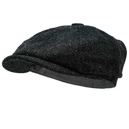 Borges & Scott Lomond Newsboy Cap - 100% Handwoven Wool - Harris Tweed - Water Resistant - Midnight - 58cm