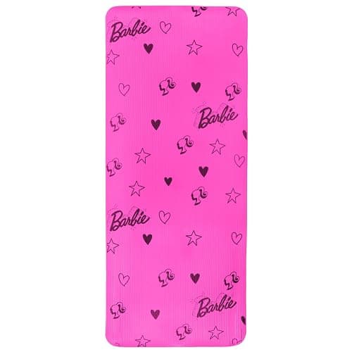 Barbie Love Out Loud Kids Yoga Mat Non Slip for Boys and Girls, All Purpose, PVC, Fitness and Workout Accessories, Pink, 10 mm