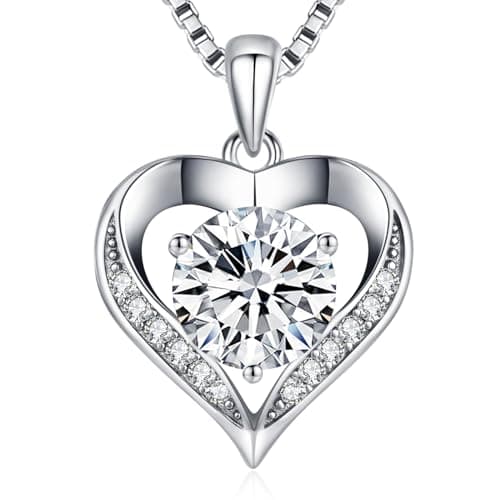 DALOJOE Moissanite Necklace for Women, 1-3 Carat Heart Necklace Engraved with 'I LOVE YOU', Birthday Gift for Wife, Anniversary Present for Wife Women, Jewelry Gifts for Christmas Valentines Day