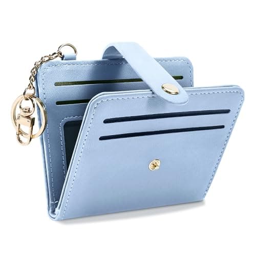 Airkit Small Wallets Woman RFID Blocking Leather Credit Card Holder - with ID Window - Card Wallets for Women - with Zipper Coin Purse - Keychain Wallet