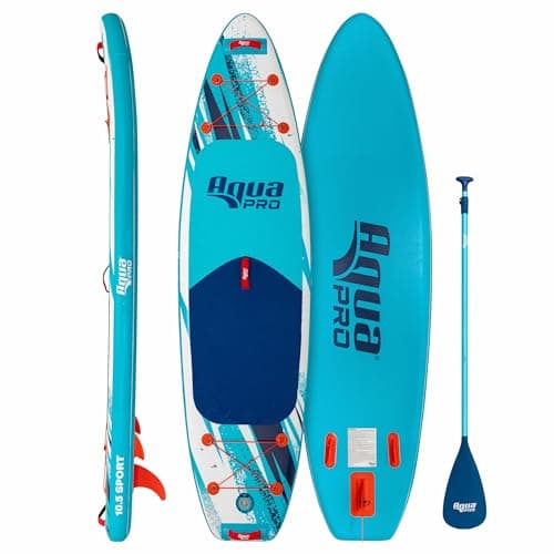 Aqua PRO Halcyon Sport 10' 6" x 6" x 33" Inflatable Stand-Up Paddleboard iSUP, Standard Design with Non-Slip EVA Deck, Includes Paddle, Ankle Leash, Pump and Carry/Storage Bag