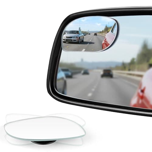 LivTee Blind Spot Mirrors, HD Glass Frameless Convex Rear View Mirrors, Wide Angle Adjustable Stick for Side Mirror, Automotive Exterior Accessories for Car, SUV & Trucks, Pack of 2