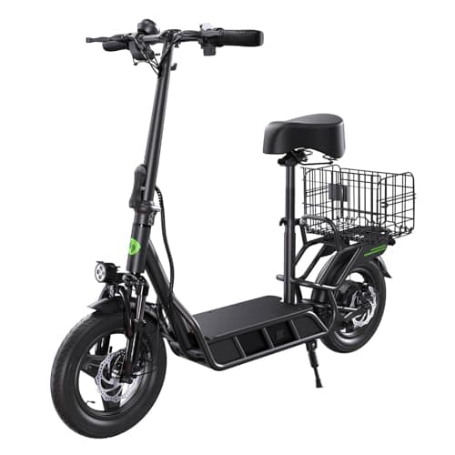 isinwheel Electric Scooter with Seat for Adult 700W Motor, Full Suspension, 21mph Top Speed, 28 Miles Range, 480Wh Battery, Turn Signal Light, 14" Foldable E Scooter for Adults