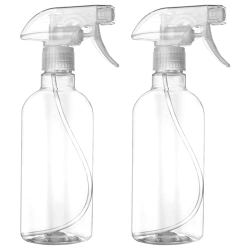 DIYSELF 2 Pack Spray Bottles 16.9 oz/500 ml Lab Roller Bottle, Clear Empty Plastic Bottle, HDPE Refillable Bottle for Essential Oil Alcohol with Leak-Proof Spray Nozzle, Cap Not Included