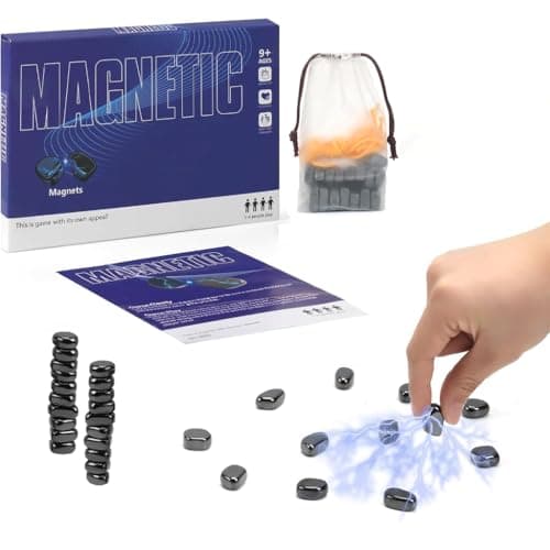 Magnetic Chess Game with Stones and String, 1-4 Players Magnet Game, Fast Family Strategy Board Game, Travel-Friendly Party & Camping Tabletop Game