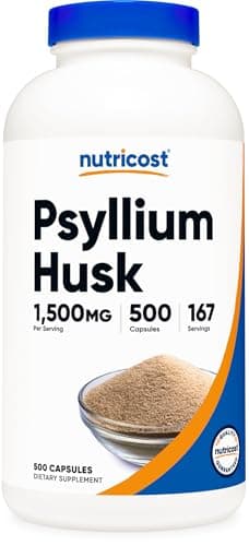 Nutricost Psyllium Husk 1500mg Per Serving, 500 Capsules - Non-GMO & Gluten Free