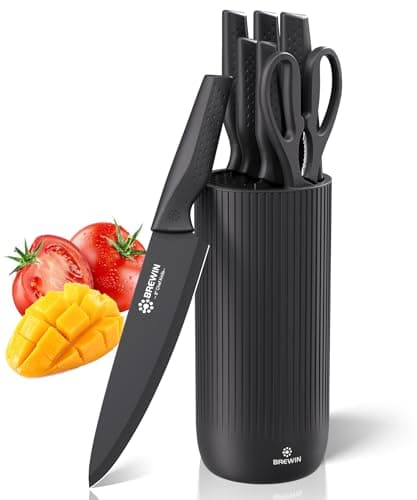 Best Knife Sets #5 from Brewin Brewin Knife Set, Kitchen Knife Set, Knives Set for Kitchen, Universal Knife Block, Utility Knife Block Set, New Home Essentials, Apartment Essentials, Dishwasher Safe