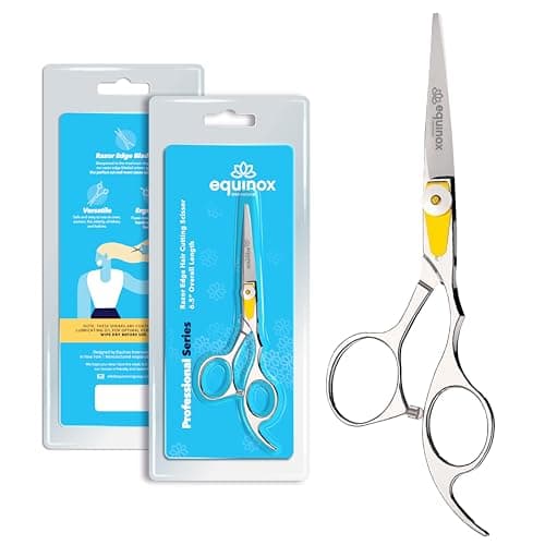 Equinox Professional Razor Edge Series Barber Hair Cutting Scissors - Japanese Stainless Steel Salon Scissors - 6.5” Overall Length - Fine Adjustment Tension Screw - Premium Shears for Hair Cutting