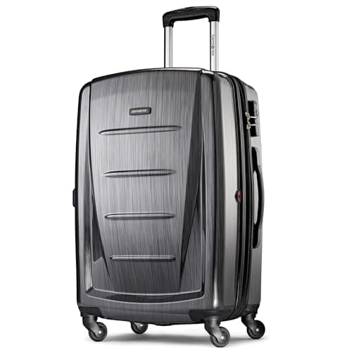 Samsonite Winfield 2 Hardside Expandable Luggage with Spinner Wheels, Charcoal, Checked-Medium 24-Inch