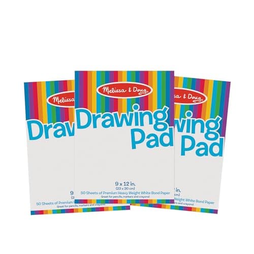 Melissa & Doug Drawing Paper, Sketch Pad, 3-Pack Bundle for Coloring, Writing or Painting (9 x 12 inches) - 50 Sheets Each, Kids Drawing Pad & Art Supplies for Kids Ages 3+ - FSC Certified