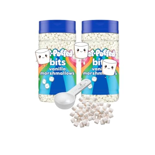 Jet Puffed Mini Marshmallow Mallow Bits. Dried Tiny Toppers For Hot Chocolate Bar Supplies - Ice Cream Sundae Toppings Bundle With Raw Earth Colors Portion Cup.