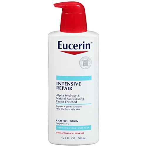 Eucerin Intensive Repair Body Lotion for Very Dry, Flaky Skin, Fragrance Free Body Moisturizer with Alpha Hydroxy, 16.9 Fl Oz Bottle