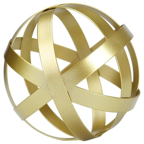 BYHER Gold Decor for Living Room Bedroom Bookshelf Coffee Table, Modern Style Figurine Decorative Ornaments Home Decor for Shelves (4.5" Modern Decorative Ball)