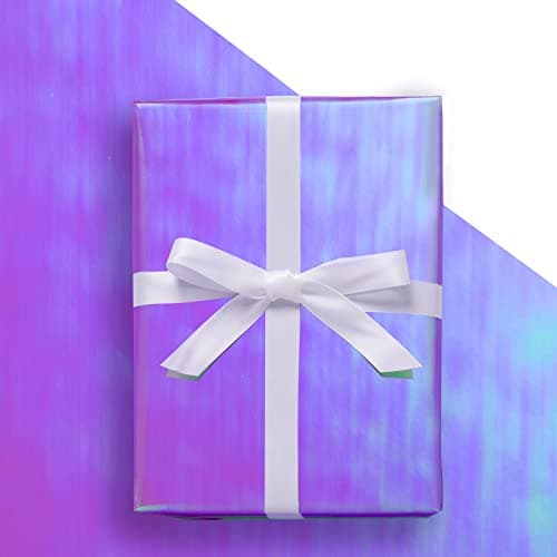 LeZakaa Purple Wrapping Paper Roll - Holographic Iridescent Wrapping Paper for Birthday, Valentine's, Mother's Day, Holiday - 17 inches x 32.8 Feet (47.23 sq.ft.)