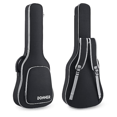 Donner 39 Inch Electric Guitar Case, 5mm Thick Padding Sponge 600D Ripstop Waterproof Nylon Soft Electric Guitar Bag with Dual Adjustable Shoulder Strap and Thick Sponge Handle, Black