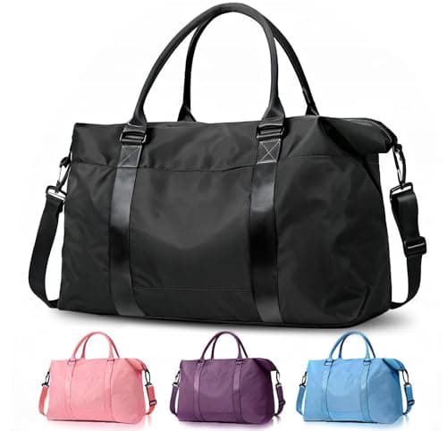 Travel Duffle Bag, Weekender Travel Bag Men Small Gym Bag for Women, Hospital Bag for Labor and Delivery, Overnight Bag Luggage Bag with Trolley Sleeve, Airplane Travel Essentials for Flying(Black)