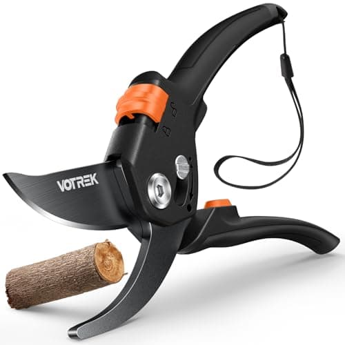 VOTREK Pruning Shears, [Adjust Handle Opening] 26mm Professional Bypass Hand Pruners, Heavy Duty Garden Clippers, Plant Scissors for Branch Gardening [All Hand Sizes][SK5 Steel Blade][Smooth Cutting]