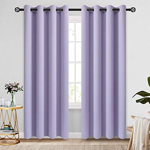 COSVIYA Grommet Room Darkening Curtains 84 inch Length 2 Panels,Thick Polyester Light Blocking Insulated Thermal Window Lilac Curtain Drapes for Bedroom/Living Room,52x84 inches