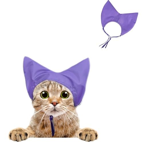 Adjustable Pet Shower Caps Bath Cap Dog Cat Shower Caps, Waterproof Adjustable Ear Protection Cats Ear Drops Guard for Kitten Puppy Small Pets Bath Protector (Purple)