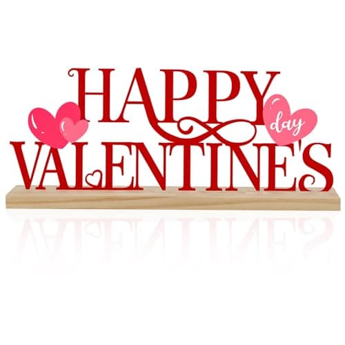 COCHIE Metal Happy Valentine's Day Sign, Valentines Day Decorations for Home, Party, Shelf, Mantel, Indoor, Valentine Heart Decor, Valentines Day Table Top Decoration (Valentine)