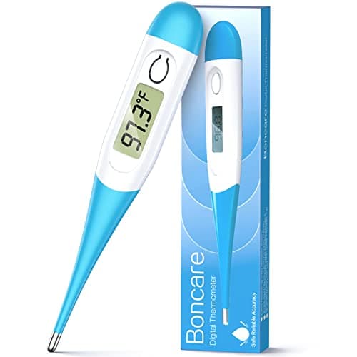 Boncare 10 Seconds Oral Thermometer for Adults and Kids - Accurate & Safe Rectal Thermometer for Baby with Fever Alarm, Digital Thermometer FSA HSA Eligible (Light Blue)