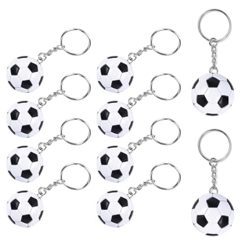 JLNGTHONG 10 Pieces Soccer Keychain, Mini Football Keychain Soccer Party Favors Keychains, Team Souvenir Sport Rewards Event Giveaways