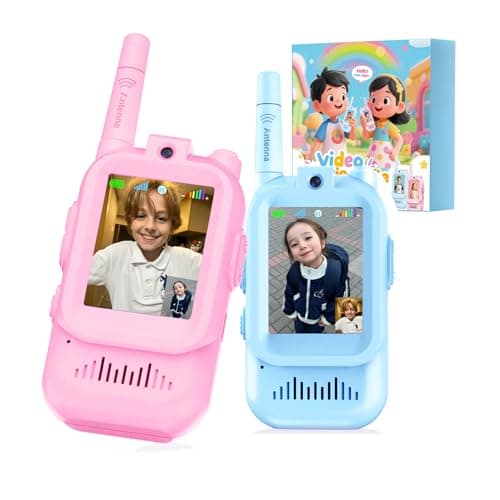 Video Walkie Talkies for Kids with Screen Display, 2 Pack Rechargeable Walkie Talkies with HD Camera, Kids Walkies Talkie Toys for Ages 3-12, Voice Changer & Real-Time Video Chat (Pink & Blue)