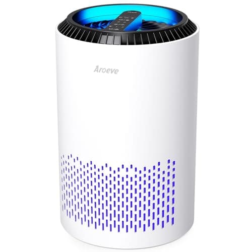 AROEVE Air Purifiers for Home, Air Purifier Air Cleaner For Smoke Pollen Dander Hair Smell Portable Air Purifier with Sleep Mode Speed Control For Bedroom Office Living Room, MK01- White